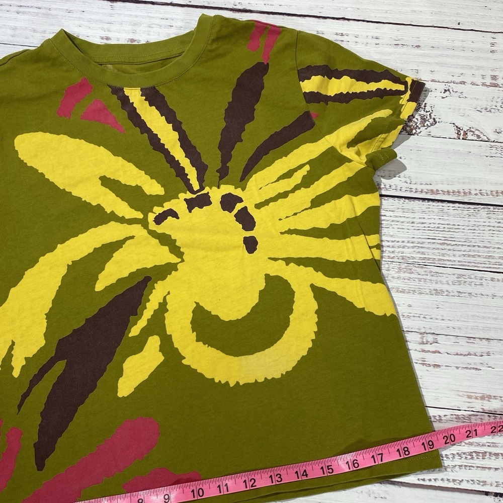 Alina Assi T-Shirt Womens Medium Green Yellow Abstract Graphic Short Sleeve Tee - Picture 4 of 7